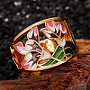 Flower Pattern Brass Enamel Finger Rings FS-WGFE972-01-1