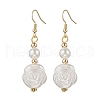 Tibetan Style Alloy ABS Plastic Imitation Pearl Flower Dangle Earrings EJEW-JE06447-2
