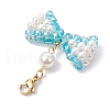 Bowknot Shell Pearl & Glass Pendants Decorations HJEW-TA00218-5