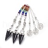 Chakra Jewelry Natural Mixed Stone Cone Dowsing Pendulums G-G771-E-4