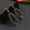 Flat Round with Teardrop Alloy Rhinestone Dangle Stud arrings FS-WG44AEC-01-3