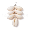 Natural Cowrie Shell Color-Changing Cluster Pendants PALLOY-JF03560-02-1