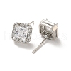 Clear Cubic Zirconia Square Stud Earrings EJEW-K093-19P-2