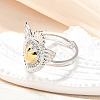 Gothic Style Brass Micro Pave Clear Cubic Zirconia Cuff Rings for Women RJEW-U051-02C-GP-2