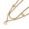 304 Stainless Steel Herringbone & Figaro Chains Double Layer Necklace with Butterfly Charms for Women NJEW-P269-13G-3