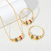 Bohemian Style Brass Colorful Cubic Zirconia Round Beaded Pendant Necklaces & Hoop Earrings Sets FS-WG846E9-01-1