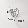 Brass Micro Pave Cubic Zirconia Square Cuff Ring for Women IR0623-13-1