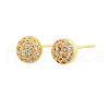 Flat Round Brass Micro Pave Clear Cubic Zirconia Stud Earrings EJEW-H162-05G-4