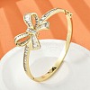 Brass Micro Pave Clear Cubic Zirconia Hinged Bangles for Women BJEW-K274-04G-1