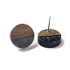 Resin & Walnut Wood Flat Round Stud Earrings with 304 Stainless Steel Pin for Women EJEW-N017-010A-01-2