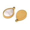 Ion Plating(IP) 304 Stainless Steel Pave Natural Shell Charms STAS-Z100-01G-01-2