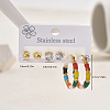 3 Pairs Stainless Steel Enamel Earring Sets CK7727-5