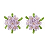 304 Stainless Steel Flower Stud Earrings EJEW-MZ00457-02-2