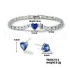 Elegant Fashion Heart Brass Micro Pave Cubic Zirconia Earrings & Bracelet Set for Women. TN3618-1