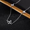 304 Stainless Steel Butterfly Link Chain Necklaces NJEW-R026-23P-3