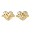 Rack Plating Brass Cubic Zirconia Heart Connector Charms KK-C084-08B-G-1