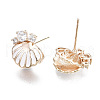 Brass Micro Pave Clear Cubic Zirconia Stud Earring Findings KK-S356-358-NF-2