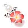 Handmade Polymer Clay Flower Plumeria Pendants PALLOY-JF03933-4