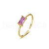 925 Sterling Silver Pave Cubic Zirconia Adjustable Open Cuff Rings for Women FP6084-4-2