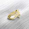 Brass Micro Pave Cubic Zirconia Cuff Rings for Women RJEW-U053-03G-1