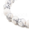 Synthetic Moonstone & Howlite Round Beaded Stretch Bracelet BJEW-JB07878-6