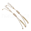 2Pcs 2 Styles Moon & Star Freshwater Shell & Natural Rainbow Moonstone Braided Bead Bracelet Sets BJEW-JB10531-5