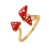 Brass Enamel Open Cuff Rings for Women RJEW-U057-24G-4