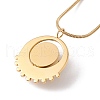 Natural Quartz Flat Round Pendant Necklace with 304 Stainless Steel Snake Chain NJEW-K244-03G-4