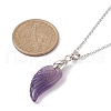 Natural Mixed Gemstone Wing Pendant Necklaces NJEW-JN04506-3