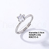 Mother's Day Rings Flat Round Platinum Brass Adjustable Ring with Cubic Zirconia EG7863-3-1