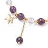 Natural Amethyst & Quartz Crystal Round Beaded Bracelets BJEW-JB11936-01-3