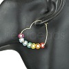 Heart Glass Seed with Brass Hoop Earrings EJEW-MZ00144-3