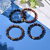 Round Natural Wood Beads Stretch Bracelet BJEW-JB07101-2