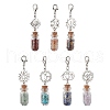 7 Chakra Natural Red Aventurine & Red Jasper & Green Aventurine & Tiger Eye & Synthetic Turquoise & Amethyst & Lapis Lazuli Chips inside Glass Wishing Bottle Pendant Decorations HJEW-JM03099-02-2