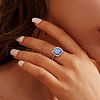 Summer Rhodium Plated 925 Sterling Silver Micro Pave Cubic Zirconia Square Finger Rings for Women RJEW-K274-07P-3