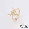 Cattle Head Brass Micro Pave Clear Cubic Zirconia Adjustable Cuff Rings for Women FS-WG0DBC7-01-4