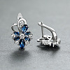 Brass Micro Pave Cubic Zirconia Flower Hoop Earrings WGA76CA-11-2