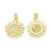 Rack Plating Brass Micro Pave Clear Cubic Zirconia Pendants KK-C011-13G-1
