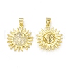 Rack Plating Brass Micro Pave Clear Cubic Zirconia Pendants KK-C011-13G-1