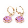 Hollow Out Smiling Face Enamel Hoop Earrings for Women EJEW-G304-01KCG-04-2