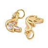 Rack Plating Brass Micro Pave Clear Cubic Zirconia Charms KK-U030-23G-2