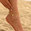 Classic Middle Eastern Style Brass Pave Crystal Rhinestone Leaf Shape Tassel Anklets for Women AS9149-2