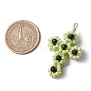 Glass Seed Beaded Cross Pendants PALLOY-MZ00642-01-2