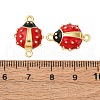 Brass Red and Black Enamel Connector Charms KK-I276-16G-3