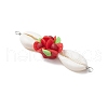 Natural Cowrie Shell & Flower Handmade Polymer Clay Connector Charms PALLOY-JF03797-4