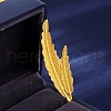 Feather Shape Alloy Brooches for Backpack Clothes PW-WG64635-01-3