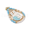 Easter Theme Glass Seed Beaded Teardrop with Rabbit Pendants PALLOY-MZ00580-01-3