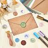 Brass Wax Seal Stamps with Wood Handle AJEW-WH0412-0169-4