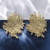 Woven Rhombus Brass Stud Earrings EJEW-R025-19G-1