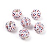 Independence Day Theme Wood European Beads WOOD-Z005-01B-01-1